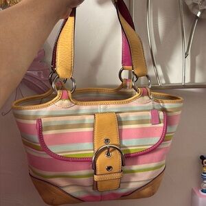 Coach Soho Multicolor Stripe Buckle Tote -Style 1389 (2004)